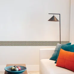 Frise adhésive autocollante 10 cm X 300 cm Filiga, décor géométrique noir et jaune - Décoration murale intérieure