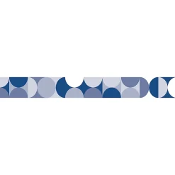Frise adhésive autocollante Seventies, 5 cm x 300 cm, motif géométrique bleu et blanc, décoration murale intérieure.