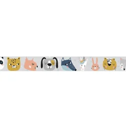 Frise adhésive autocollante pour chambre d'enfant, 10 cm X 300 cm, déco rigolote avec têtes d'animaux.