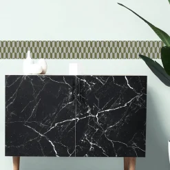 Frise adhésive autocollante Bjerkvik Olive, 15 cm X 300 cm, décorative, style graphique losange vertical.