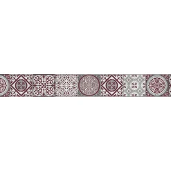 Frise adhésive carreaux de ciment rouges, 10 cm X 300 cm, formes géométriques décoratives