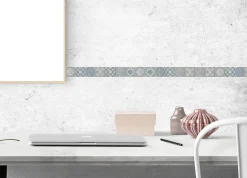 Frise adhésive Carrex Ciment, 10 cm X 300 cm, décoration murale, carrelage gris et bleu