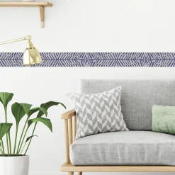 Frise adhésive déco géométrique abstraite, 10 cm X 300 cm, bleu graphique