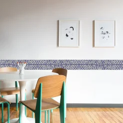 Frise adhésive déco géométrique abstraite, 10 cm X 300 cm, bleu graphique
