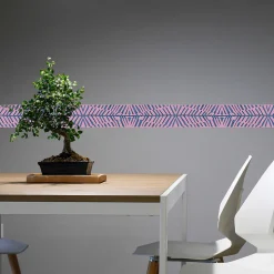 Frise adhésive déco murale intérieure 10x300cm, motif abstrait géométrique, violette, décoration intérieure.
