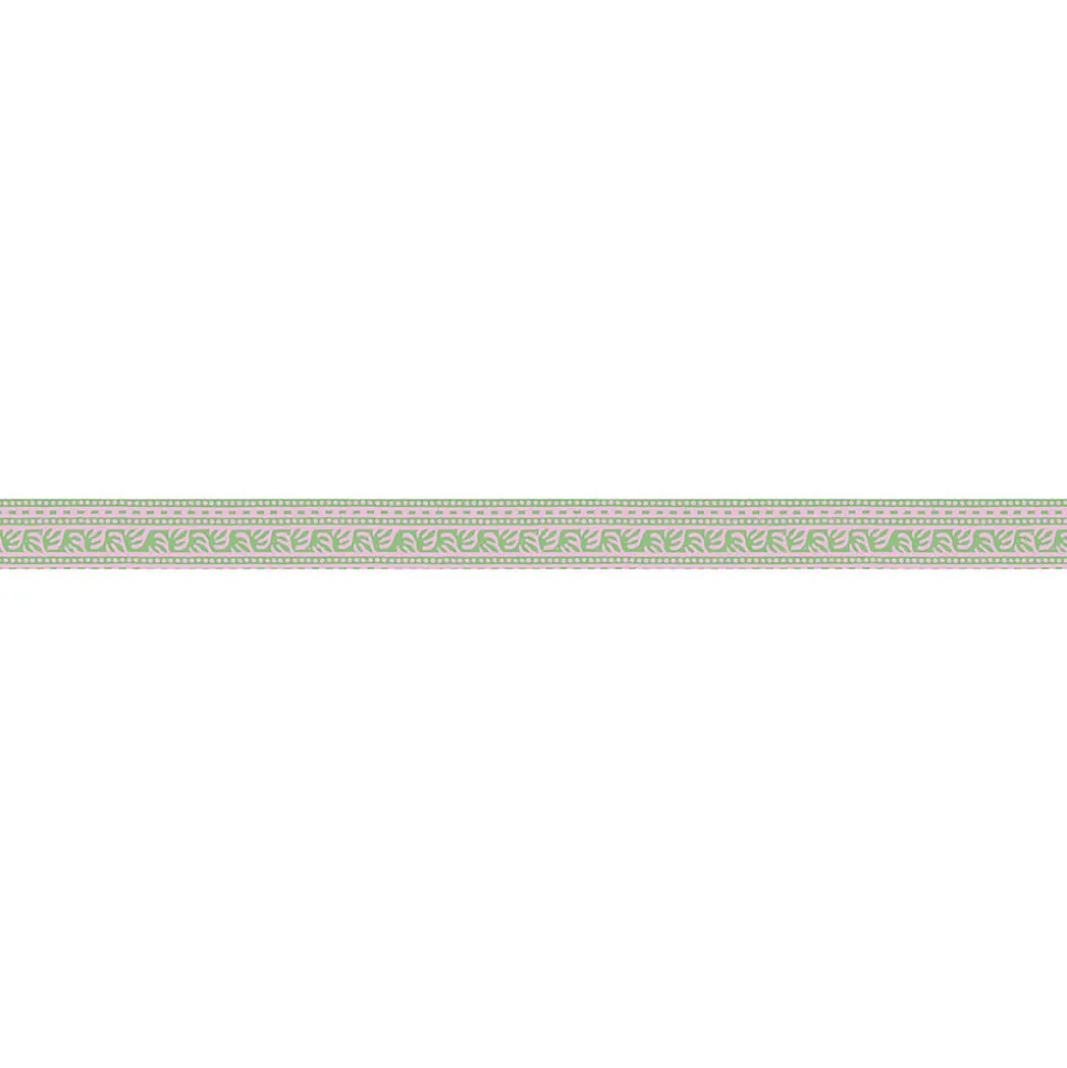 Frise adhésive déco murale, style géométrique, 5 cm X 300 cm, rose et verte.