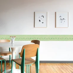 Frise adhésive déco murale, 5 cm X 300 cm, jaune et verte, style géométrique, décoration intérieure facile et rapide.