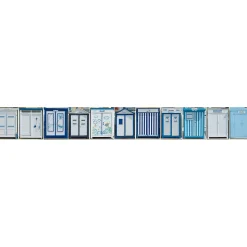Frise adhésive décorative 10 cm X 300 cm - Série Cabines de Plage en Bois et Bleues Typiques