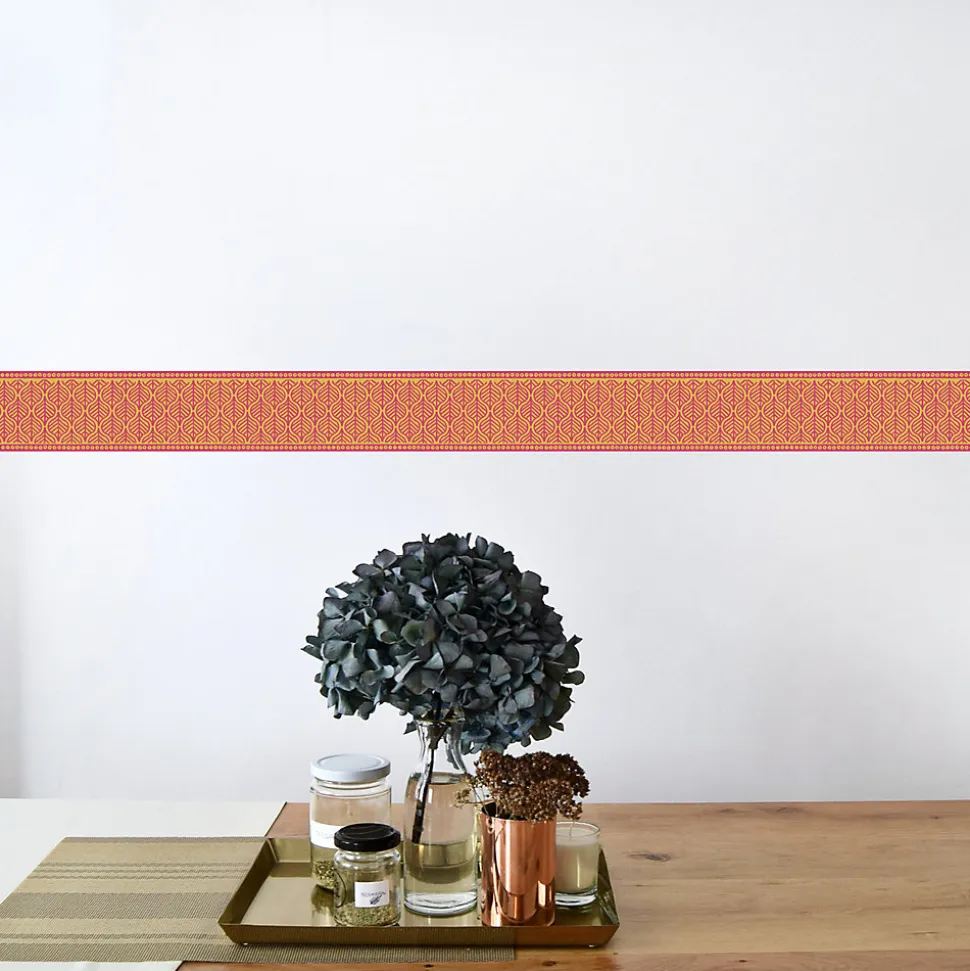 Frise adhésive décorative, 10 cm X 300 cm, jaune et marron, feuilles abstraites, décoration murale intérieure