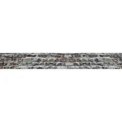 Frise adhésive décorative autocollante, style industriel, trompe l'oeil mur de brique, ciment, gris et rouge, 15 cm X 300 cm