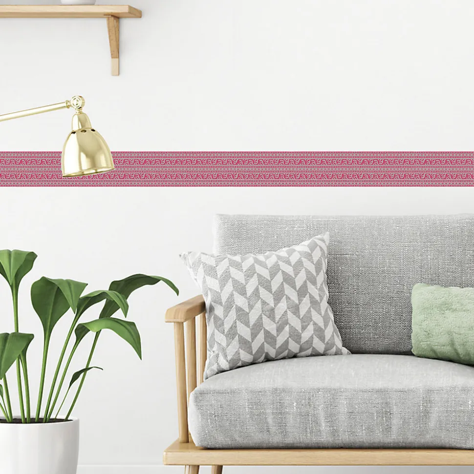 Frise adhésive décorative 10x300cm, motif floral rose, décoration murale intérieure