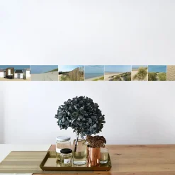 Frise adhésive Dunes, Mouettes et Cabines de Plage en Bois, 10 cm x 300 cm, Décoration Bord de Mer, 10 cm x 300 cm