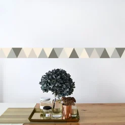 Frise adhésive grise abstraite 10x300 cm - Déco murale triangle symétrique grise, 10x300 cm