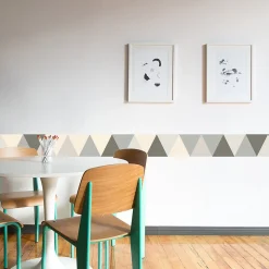 Frise adhésive grise abstraite 10x300 cm - Déco murale triangle symétrique grise, 10x300 cm