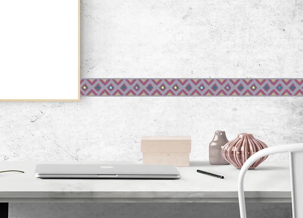 Frise adhésive multicolore motif tribal, 10 cm x 300 cm - Décoration murale