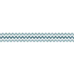 Frise adhésive Rorvik, 5 cm x 300 cm, décoration autocollante pour murs et surfaces, motif graphique bleu sur fond blanc.
