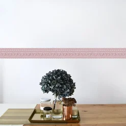 Frise adhésive rose clair, ondulation rose foncé, style géométrique, 5 cm x 300 cm, décoration intérieure
