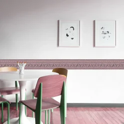 Frise adhésive rose et grise, 5 cm X 300 cm, style géométrique, décoration murale