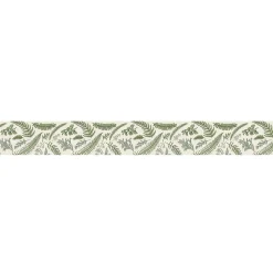 Frise adhésive Setermoen, 15 cm X 300 cm, décorative autocollante, illustration des feuilles botaniques vertes.