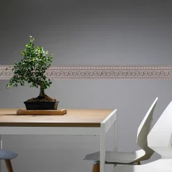 Frise adhésive 5x300cm, déco géométrique rose fuschia ondulée, décoration murale pour intérieur
