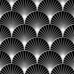 Frise décorative adhésive, arboréa noir motif éventails noir et blanc, 5 cm X 300 cm