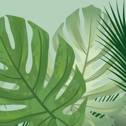 Frise décorative adhésive, amazonia, motif feuilles tropicals vertes, 5 cm X 300 cm