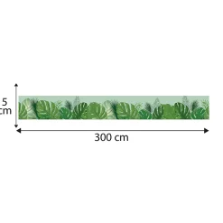 Frise décorative adhésive, amazonia, motif feuilles tropicals vertes, 5 cm X 300 cm