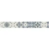 Frise décorative adhésive, borgatella bleu, motif de carreaux de ciment ancien, 9 cm X 300 cm