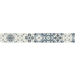 Frise décorative adhésive, borgatella bleu, motif de carreaux de ciment ancien, 9 cm X 300 cm