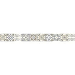 Frise décorative adhésive, borgatella carreaux de ciment style ancien, 9 cm X 300 cm