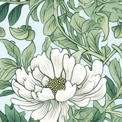 Frise décorative adhésive, frise william morris tendance feuilles et fleurs mélangées, 5 cm X 300 cm