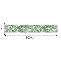 Frise décorative adhésive, frise william morris tendance feuilles et fleurs mélangées, 5 cm X 300 cm