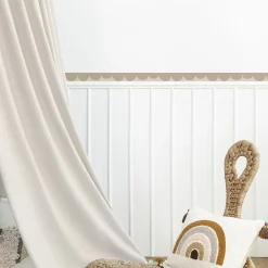 Frise décorative adhésive, festonnée irrégulier beige, motif géométrique, enfant, 5 cm X 300 cm