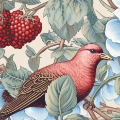 Frise décorative adhésive, frise william morris, nature, fleurs, oiseaux, 5 cm X 300 cm