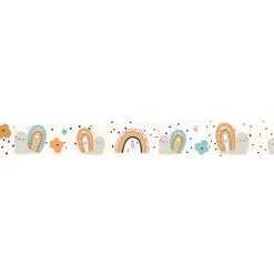 Frise décorative adhésive, illustration de petit escargots rigolots sur des couleurs pastels, 9 cm X 300 cm
