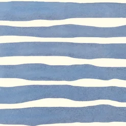 Frise décorative adhésive, lignes horizontales, dessinées, bleu et blanc cassé, 5 cm X 300 cm