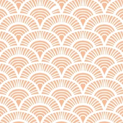 Frise décorative adhésive, myoshi pêche, éventail orange, rétro, 10 cm X 300 cm