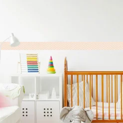 Frise décorative adhésive, myoshi pêche, éventail orange, rétro, 10 cm X 300 cm
