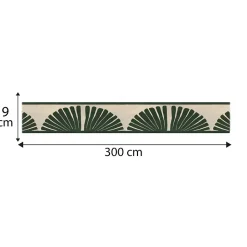 Frise décorative adhésive, motif africain vert, sur fond beige, tendance, exotique, 9 cm X 300 cm
