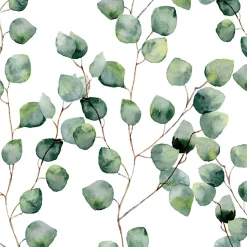 Frise décorative adhésive, petites feuilles vertes façon aquarel, 9 cm X 300 cm