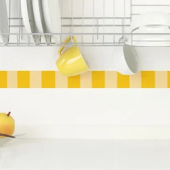 Frise décorative adhésive, rayures verticales larges, jaune, motif géométrique, 5 cm X 300 cm