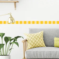 Frise décorative adhésive, rayures verticales larges, jaune, motif géométrique, 5 cm X 300 cm