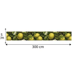 Frise décorative adhésive, superbe frise citron qui convient partout et tout le temps, 5 cm X 300 cm
