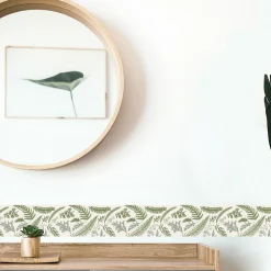 Frise décorative adhésive, setermoen, illustration des feuilles botaniques vertes, 9 cm X 300 cm