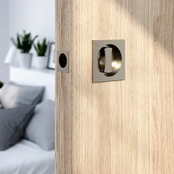 Galandage Carré à visser à condamnation GoodHome Irvil effet nickel satin gris Ø55.5mm