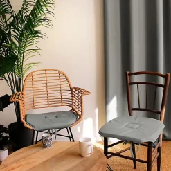 Galette de chaise à rabats et nouettes (40x40 cm - Gris clair)