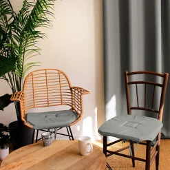 Galette de chaise à rabats et nouettes (40x40 cm - Gris clair)