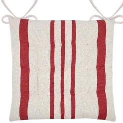Galette de chaise à rayures (38x38 cm - Rouge)