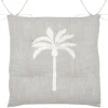 Galette de chaise brodée motif palmier (38x38 cm - Gris)