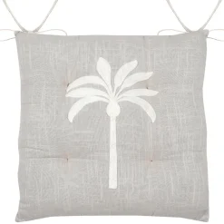 Galette de chaise brodée motif palmier (38x38 cm - Gris)